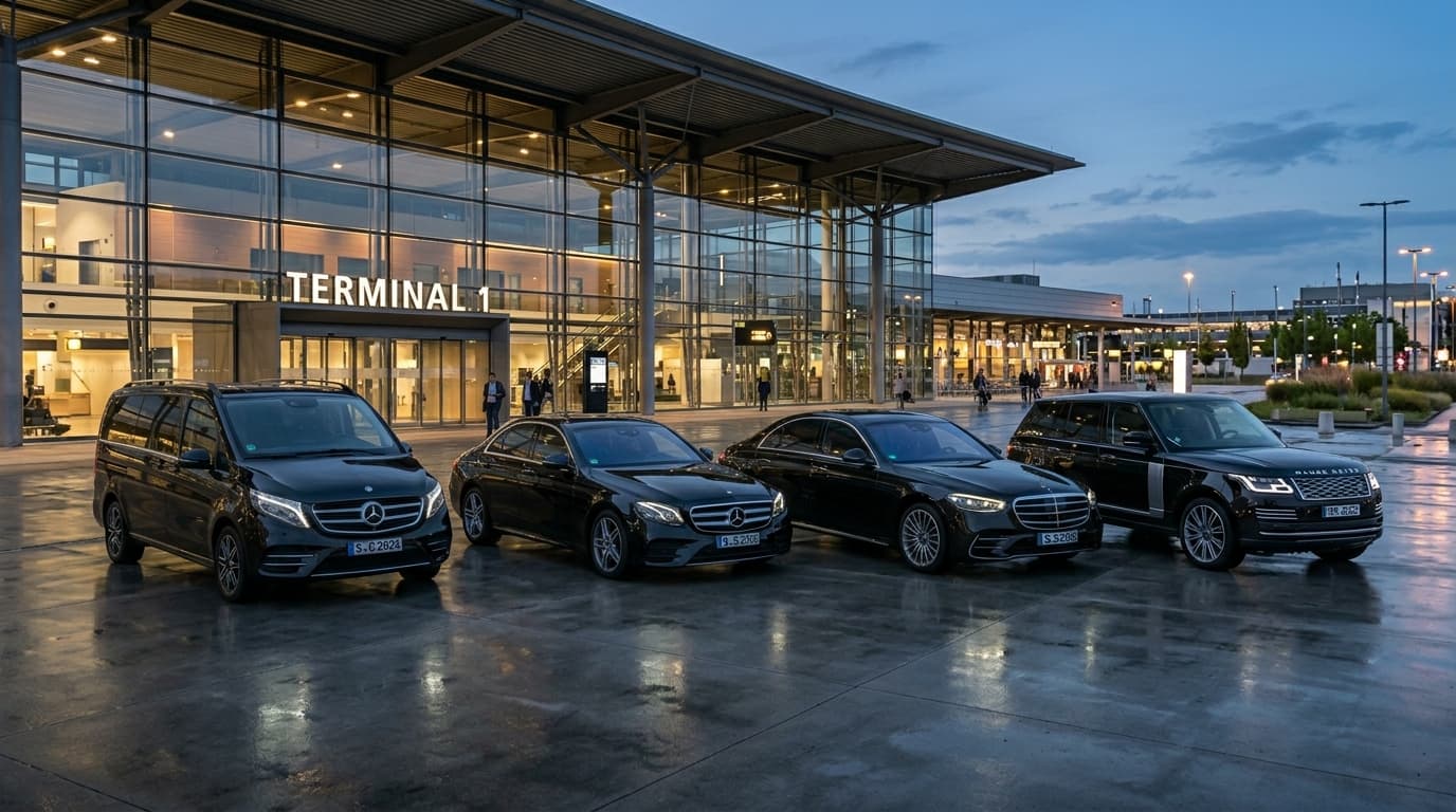 Arrivals at Gatwick Airport - Luxury Cars Parked